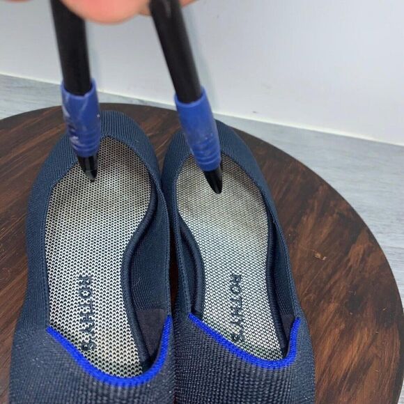 Rothy’s The Flat Women’s 7.5 Rounded Toe Shoes Navy Neautral Washable Slip On - Picture 10 of 10